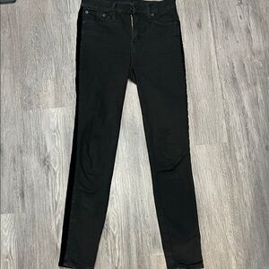 J. Crew Women's Black Skinny Jeans with Velvet Stripe down each leg
